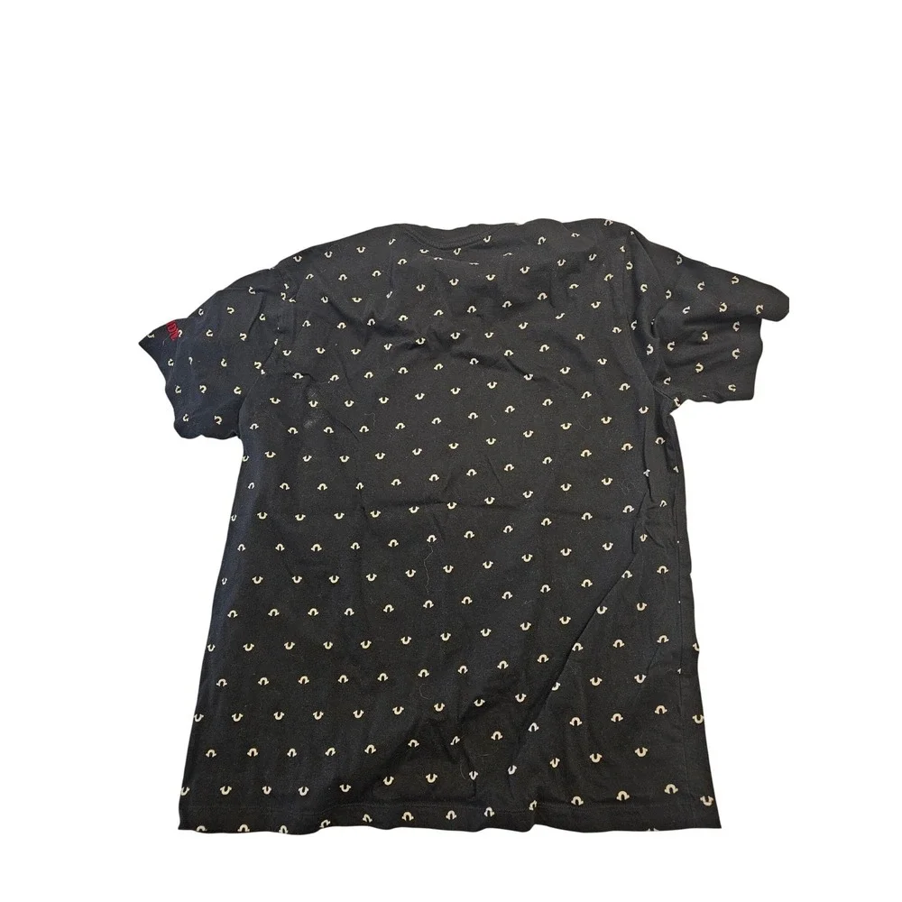True Religion Mens Black Horseshoe‎ All Over Print T-Shirt XL 700159